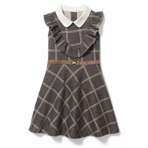 Janie and Jack Windowpane Ruffle Ponte Dress Gray 12-18 Months